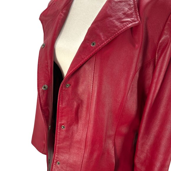 Vintage 100% Genuine Red Leather Moto Jacket - Picture 2 of 7